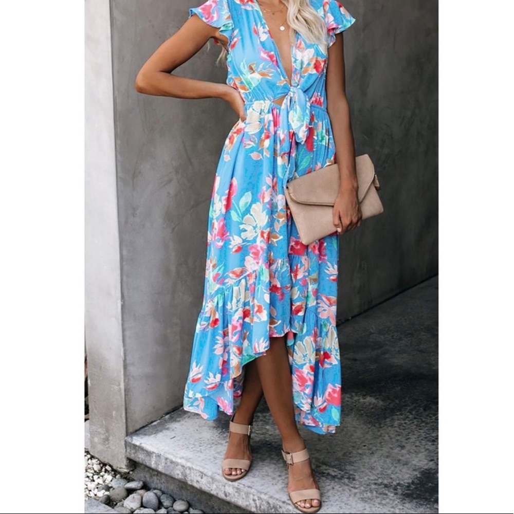 Blue floral maxi dress‎ size S